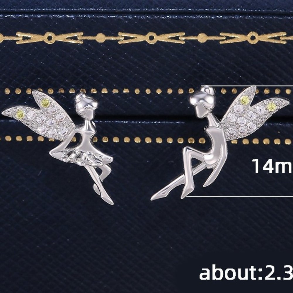 💎Dainty White CZ Sweet Wing Fairies Stud Earrings for Women, GPMB1441